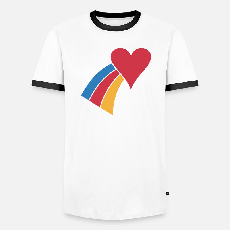 Regenbogenherz Männer Kontrast-T-Shirt