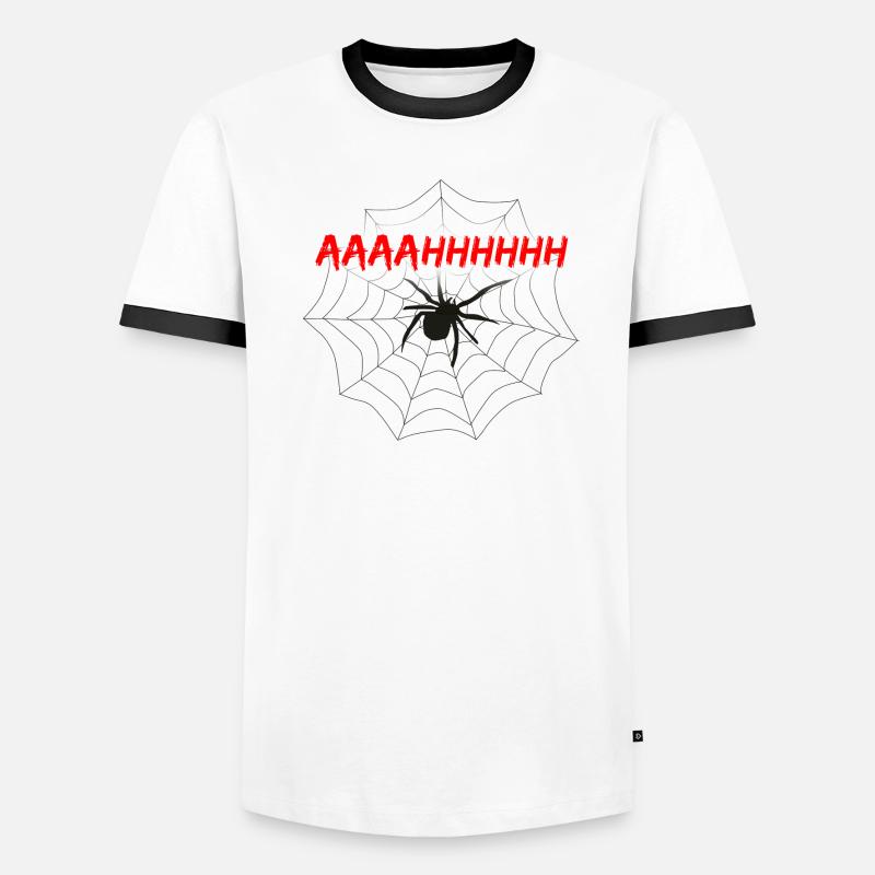 Angst vor Spinne mit Netz Männer Kontrast-T-Shirt