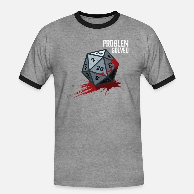 D20 Würfel - Problem solved - Männer Kontrast-T-Shirt - Grau meliert/Schwarz