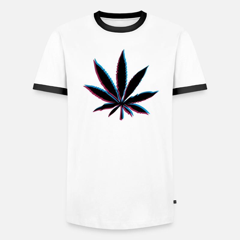 Weed 3D Effekt Männer Kontrast-T-Shirt