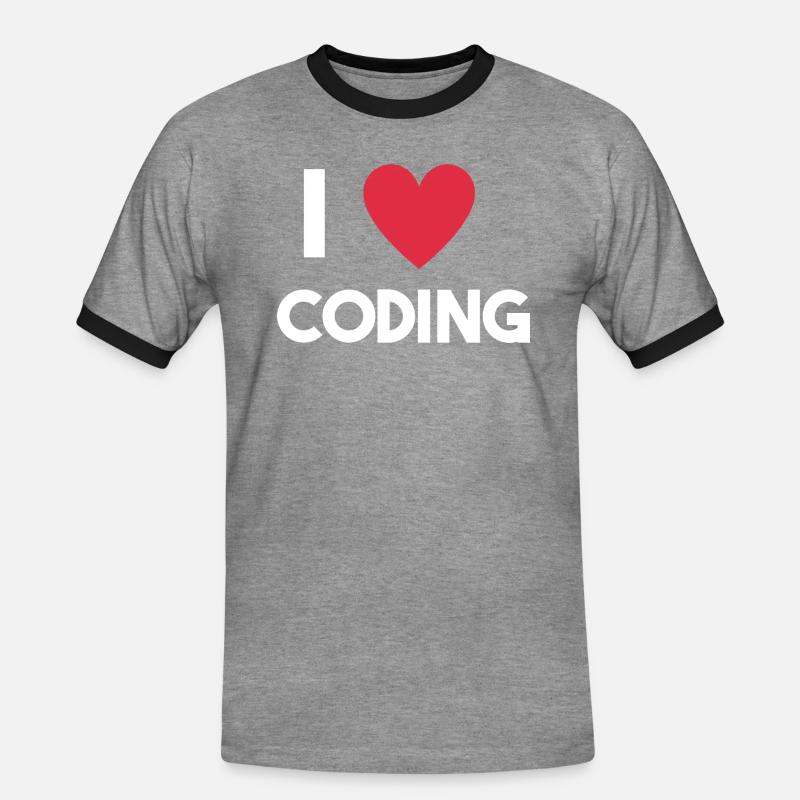 Ich liebe Coding - Männer Kontrast-T-Shirt - Grau meliert/Schwarz