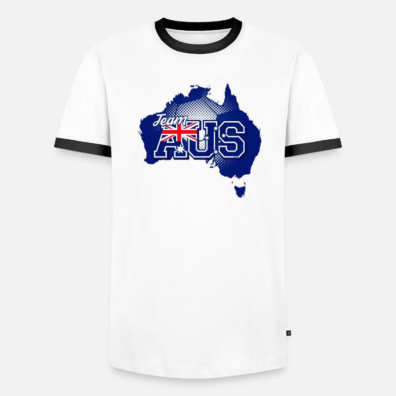 Team AUS map Australia with ball pattern Men's Ringer Shirt