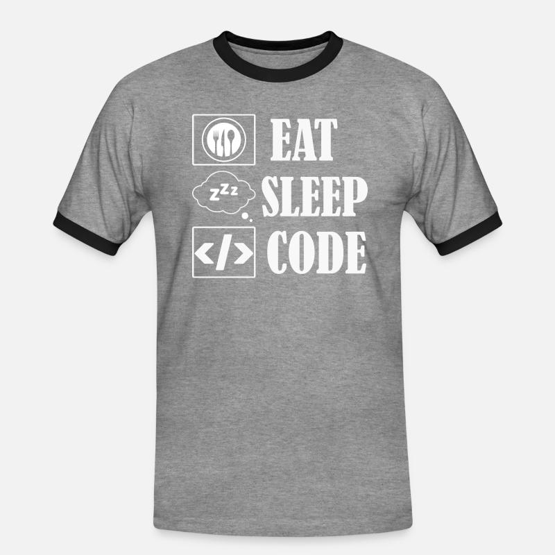 Eat Sleep Code Coding Software - Männer Kontrast-T-Shirt - Grau meliert/Schwarz