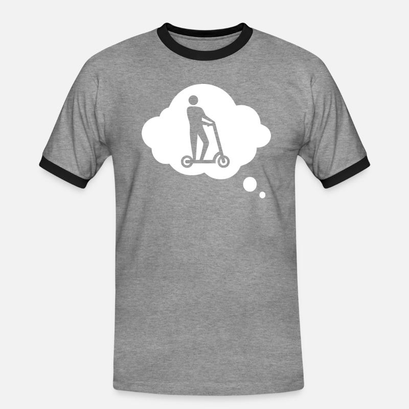 E-Scooter E-Roller Scooter - Men's Ringer Shirt - heather grey/black