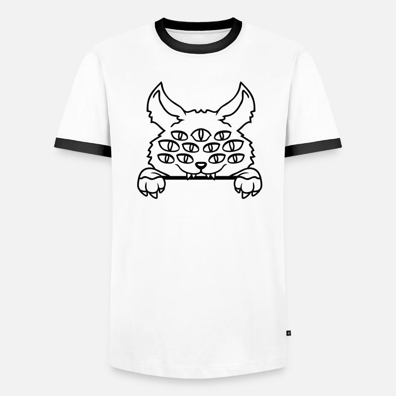 Cat Demon Many Eyes Devil Hell Evil Monster Men's Ringer Shirt