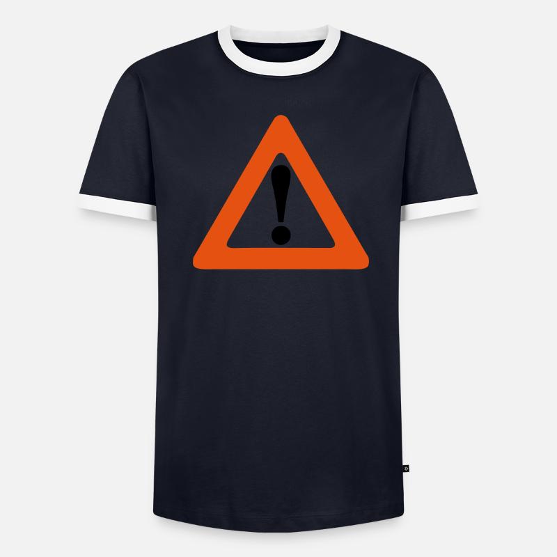 danger panel icon exclamation triangle Men's Ringer Shirt