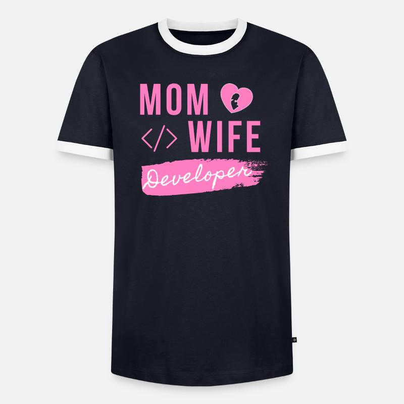 Mom Wife Developer - Developer Mom - Männer Kontrast-T-Shirt - undefined