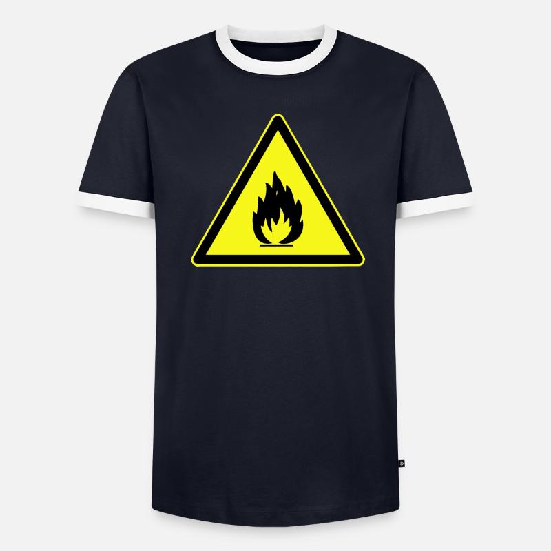 Avertissement de danger inflammable, danger inflammable T-shirt contrasté Homme