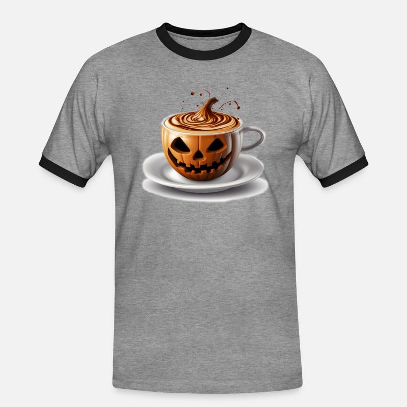 Halloween Kaffeetasse Süßes oder Saures - Männer Kontrast-T-Shirt - Grau meliert/Schwarz