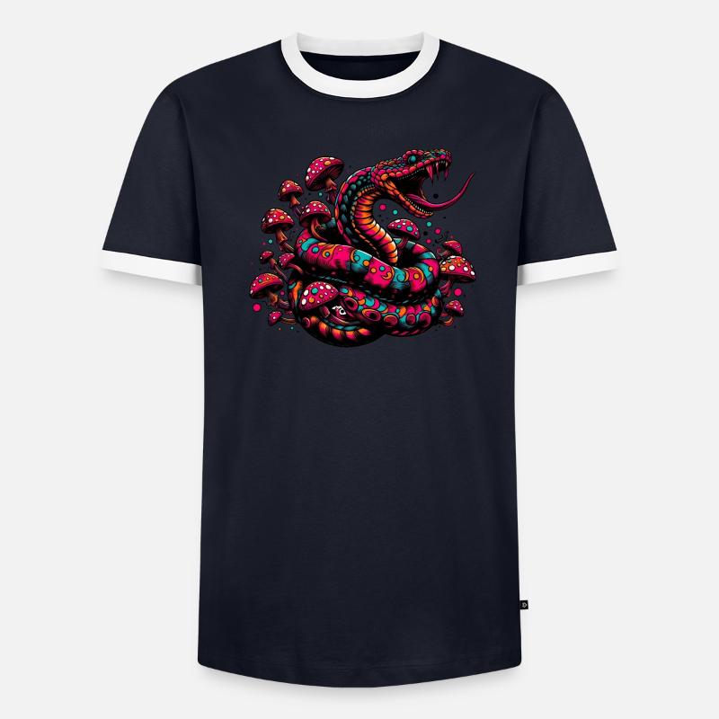 Serpent psychédélique aux champignons T-shirt contrasté Homme