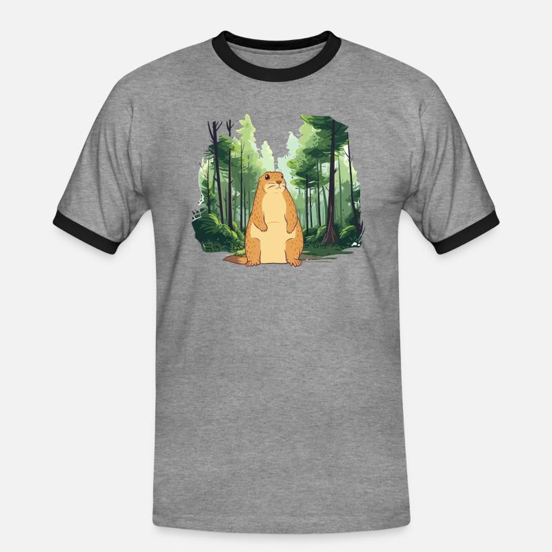 Strong groundhog nature landscape - Men's Ringer Shirt - heather grey/black