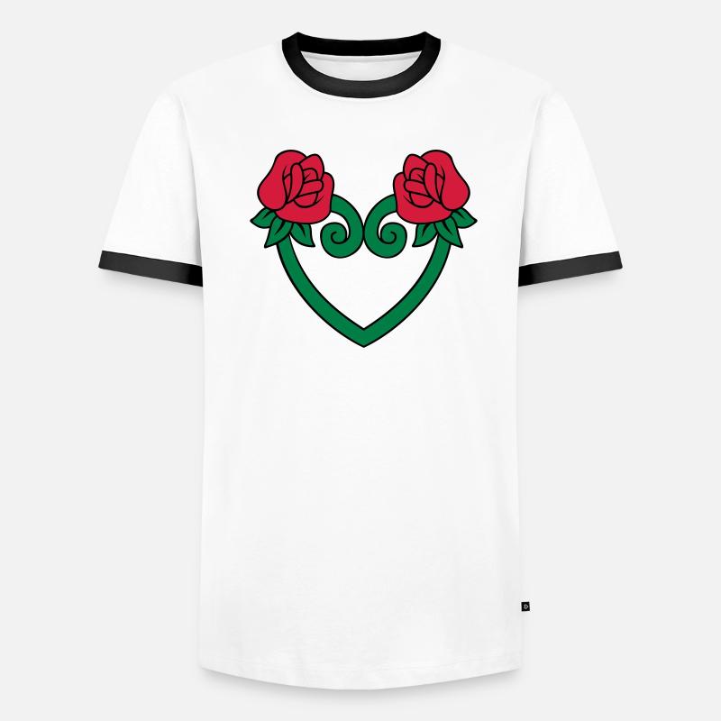 Coeur de fleur de rose 3c T-shirt contrasté Homme