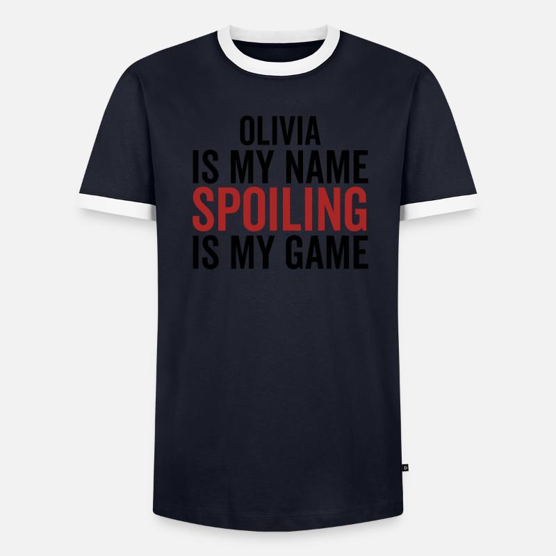 Olivia est mon nom Spoiling est mon jeu T-shirt contrasté Homme