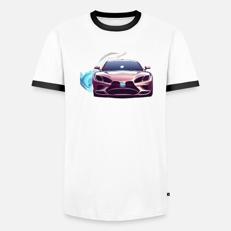 Voiture de course chromée devant le brouillard T-shirt contrasté Homme