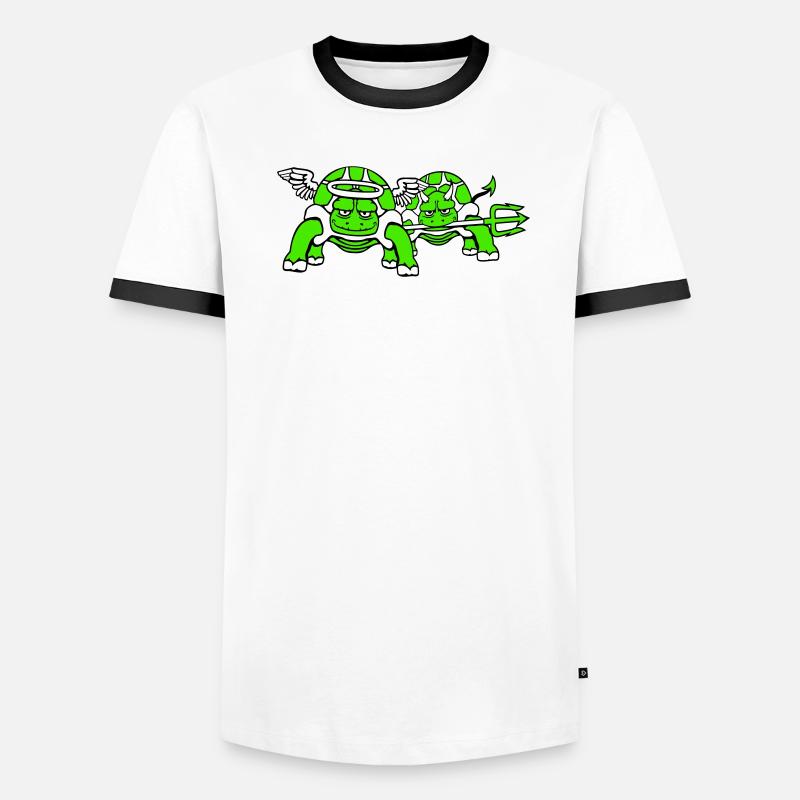 2 Tortues Conscience Équipe Devil Angel Mal Bien T-shirt contrasté Homme