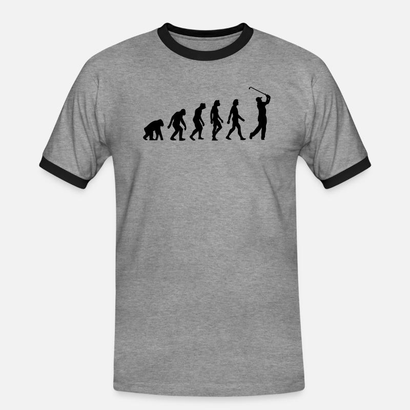 Die Evolution von Golf - Männer Kontrast-T-Shirt - Grau meliert/Schwarz