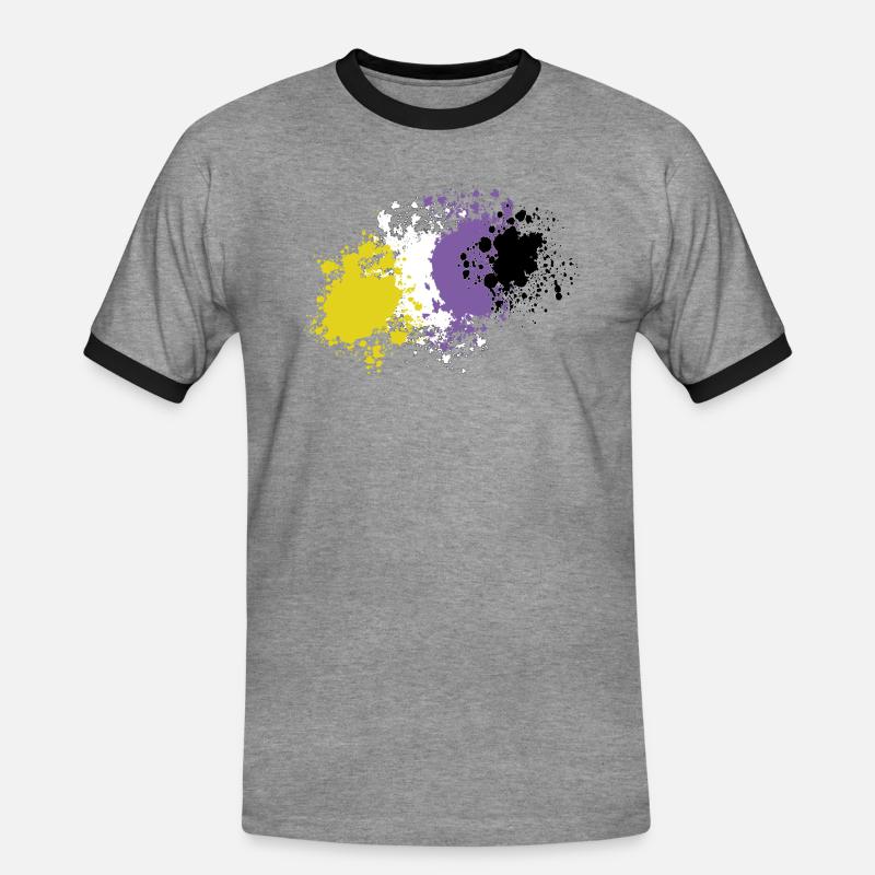 Non-binary pride blobs - Men's Ringer Shirt - heather grey/black