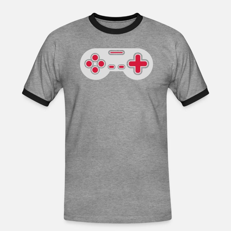 Conception Retro Gamer Controller - T-shirt contrasté Homme - gris chiné/noir