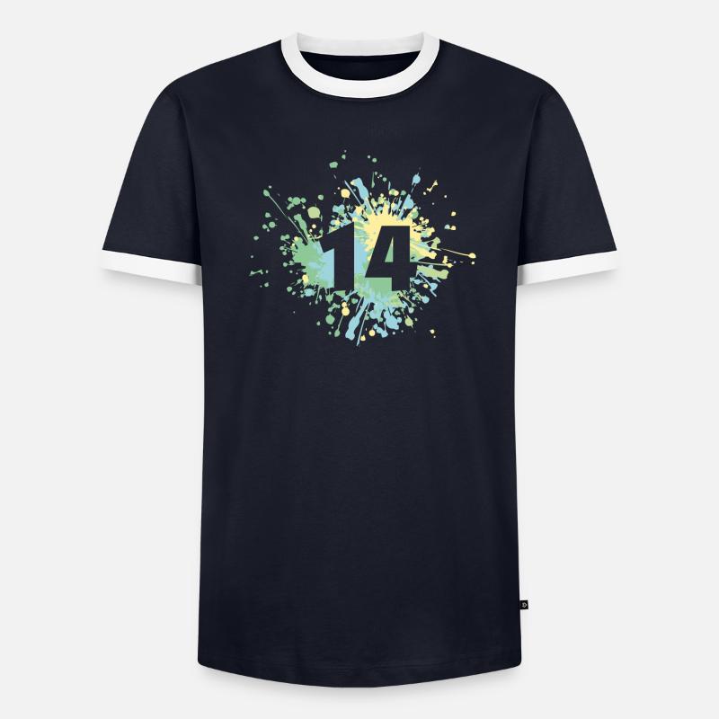 Number 14th Color Splash Men's Ringer Shirt