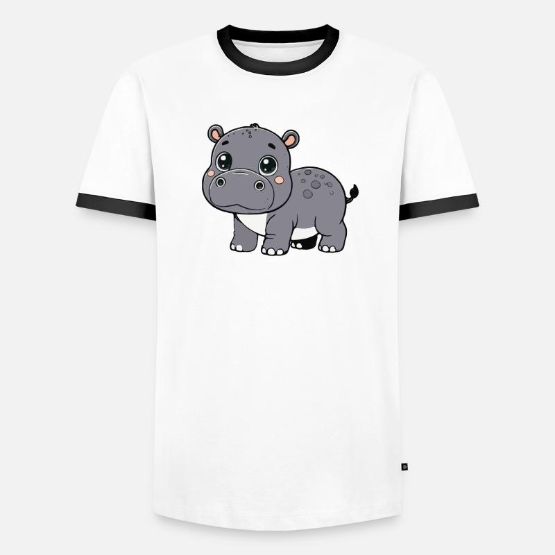 Nilpferd-Kind Männer Kontrast-T-Shirt