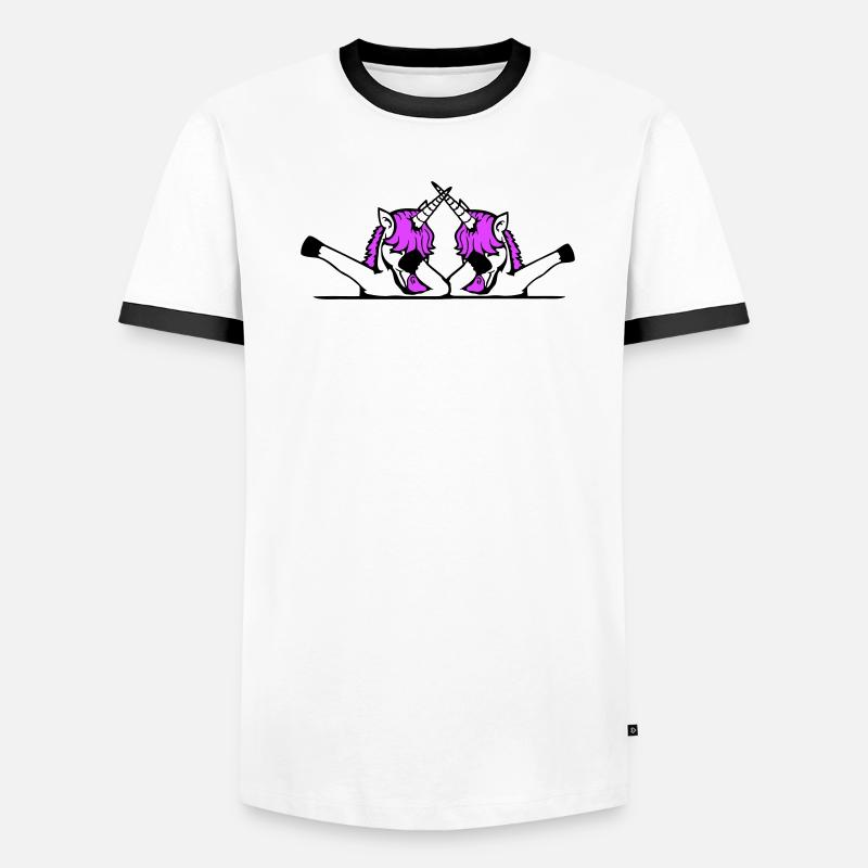 2 Licornes Dabbing Dab Danse Soirée Pose Geste Équipe T-shirt contrasté Homme