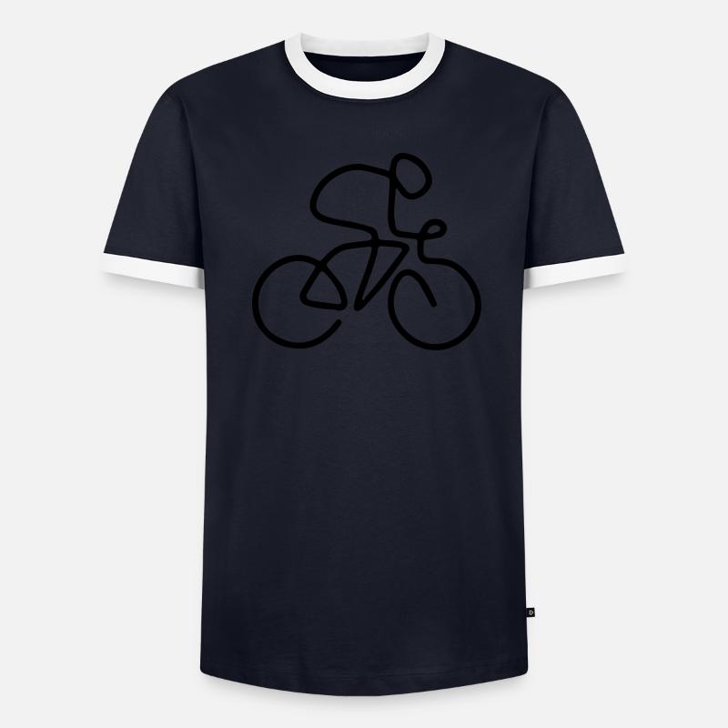 Ein-Linien-Radfahrer Männer Kontrast-T-Shirt