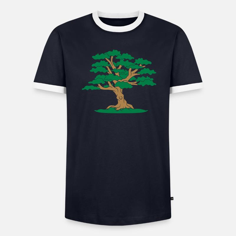 wald comic blaetter aeste baum garten gaertner blu Männer Kontrast-T-Shirt