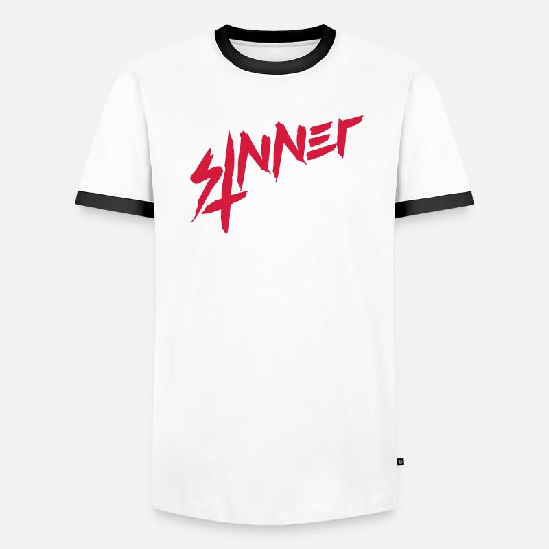 Sinner Upside Down Cross Men's Ringer Shirt