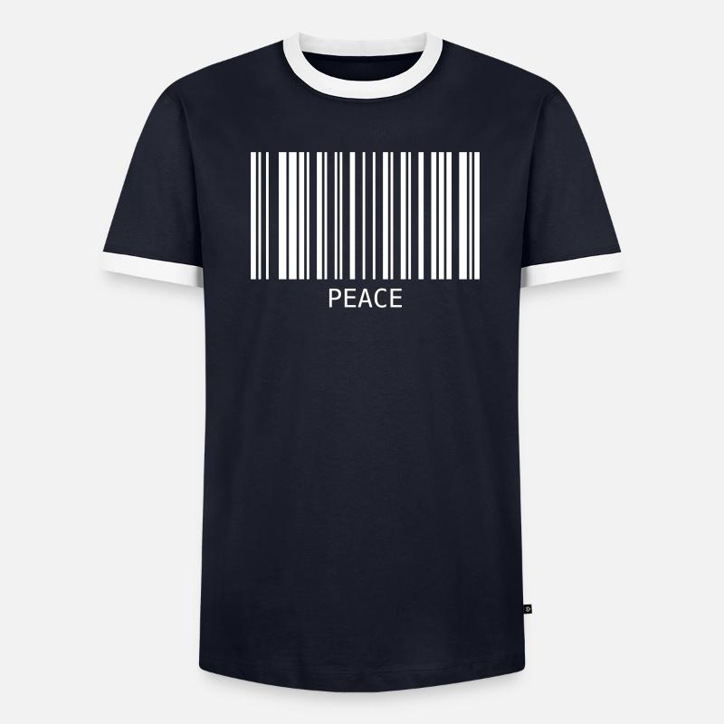 Peace Barcode Friedenszeichen Strichcode Symbol Männer Kontrast-T-Shirt