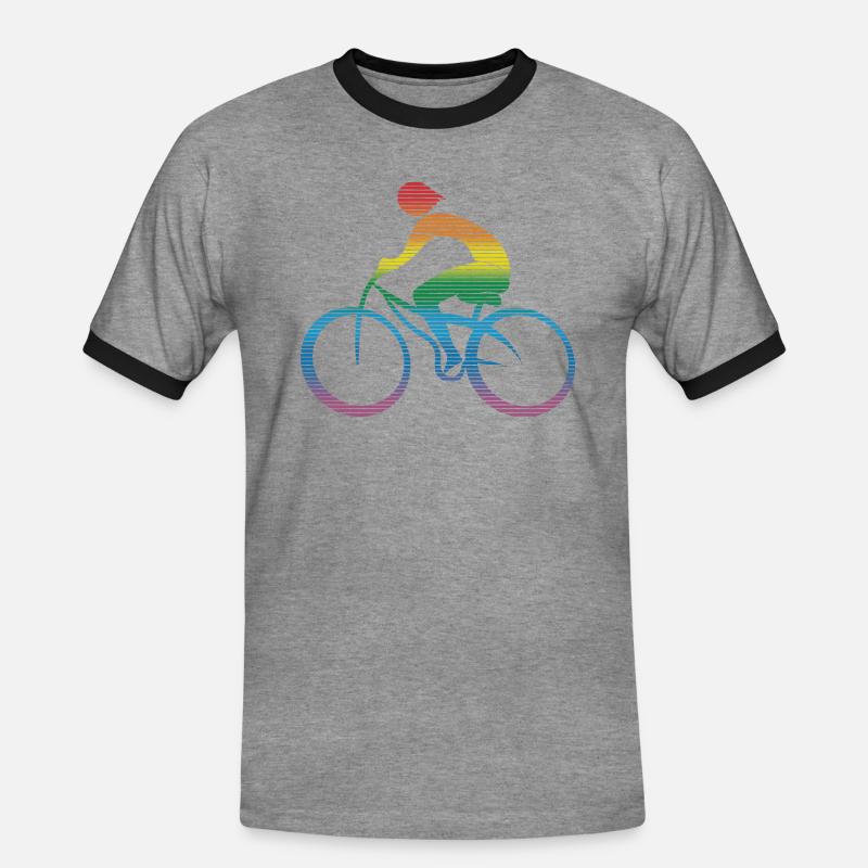 Cyclist - Men's Ringer Shirt - heather grey/black