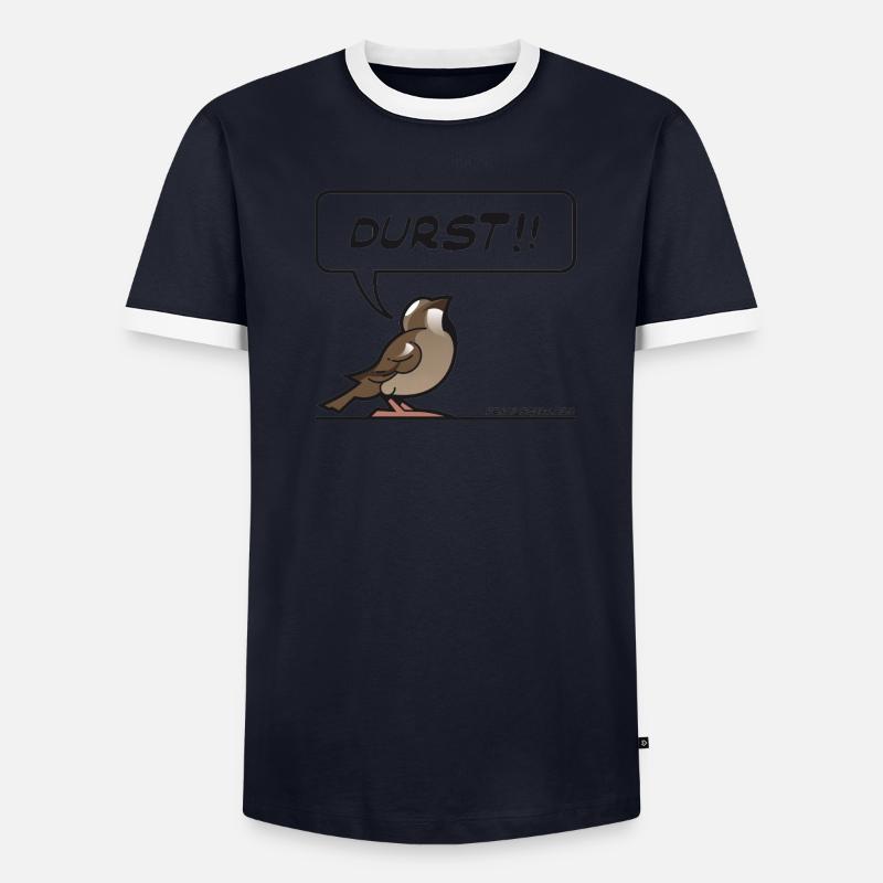 Durstiger Spatz Männer Kontrast-T-Shirt