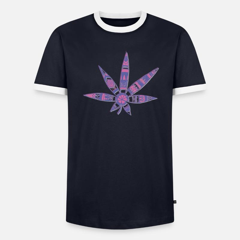 Hanfblatt Männer Kontrast-T-Shirt