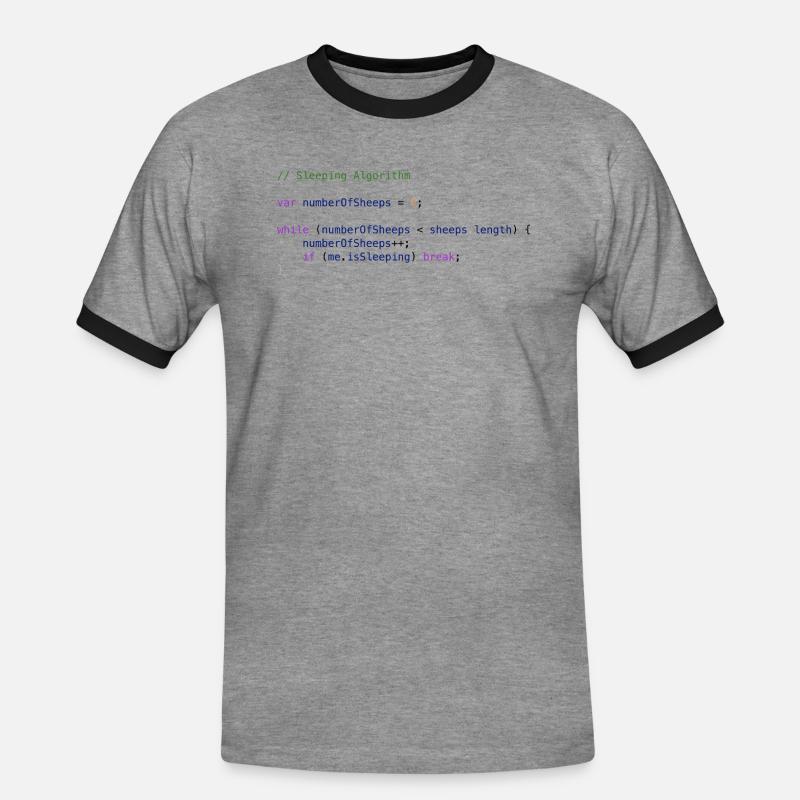 Programmers code sheep count logic - Men's Ringer Shirt - heather grey/black