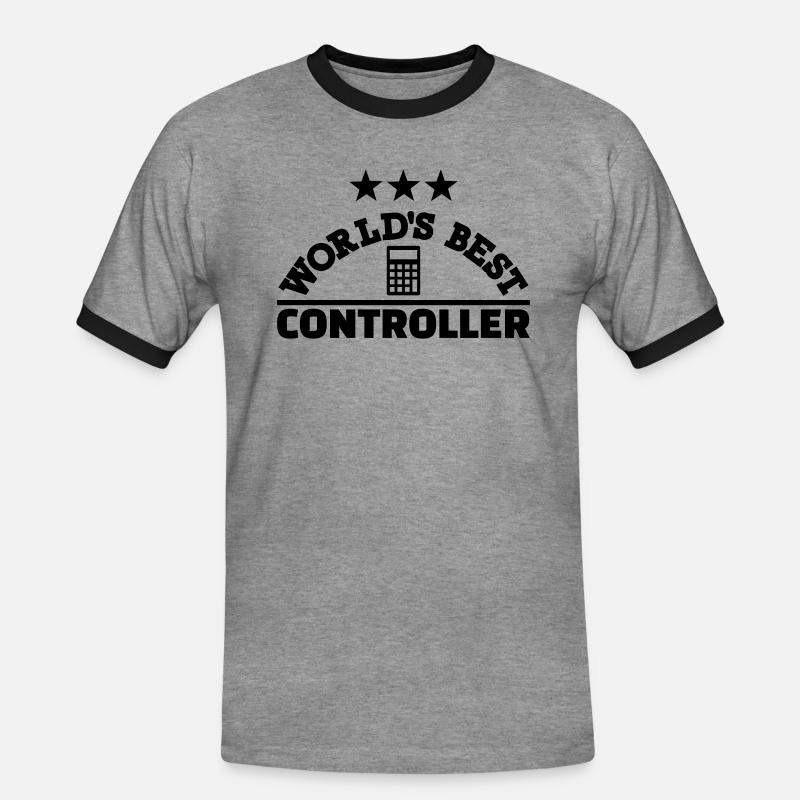 Controller - Männer Kontrast-T-Shirt - Grau meliert/Schwarz