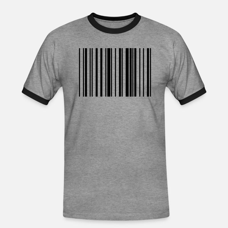Barcode Code Streifen Gestreift - Männer Kontrast-T-Shirt - Grau meliert/Schwarz