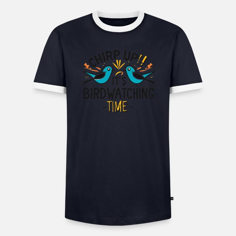 "Chirping, it's bird watching time" Men's Ringer Shirt