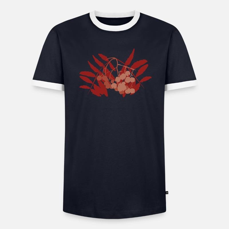 Abstrakte Vogelbeere Männer Kontrast-T-Shirt