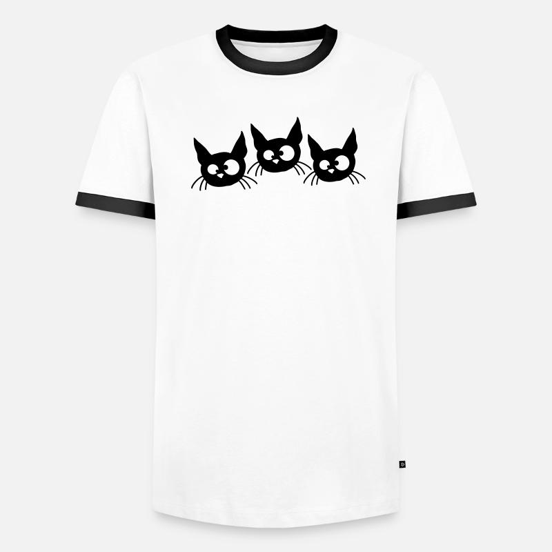 Three Cats Squint Funny 3 Crazy Grimaces Men's Ringer Shirt