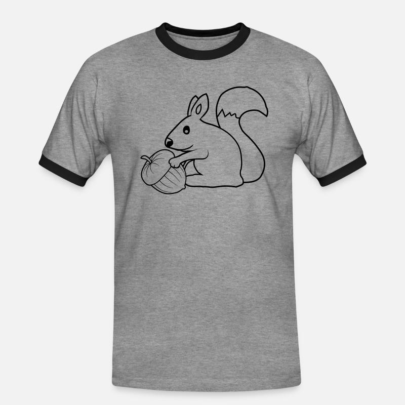 Fröhliches Eichhörnchen Eichel - Männer Kontrast-T-Shirt - Grau meliert/Schwarz