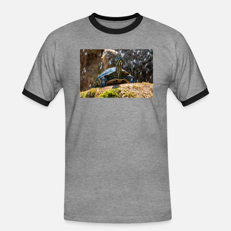 Trachemys scripta scripta scripta - T-shirt contrasté Homme - gris chiné/noir