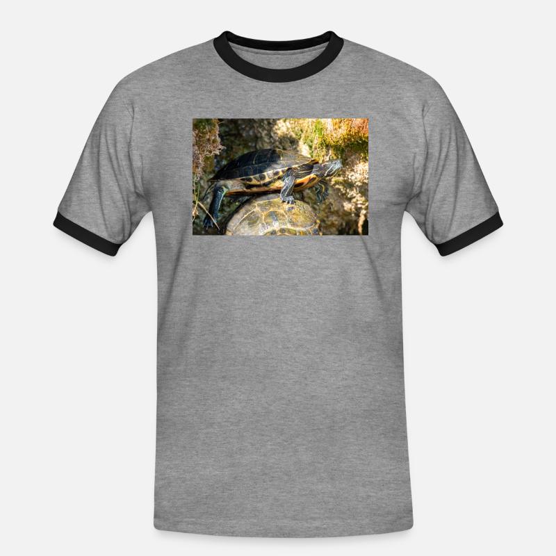Trachemys scripta scripta scripta - T-shirt contrasté Homme - gris chiné/noir