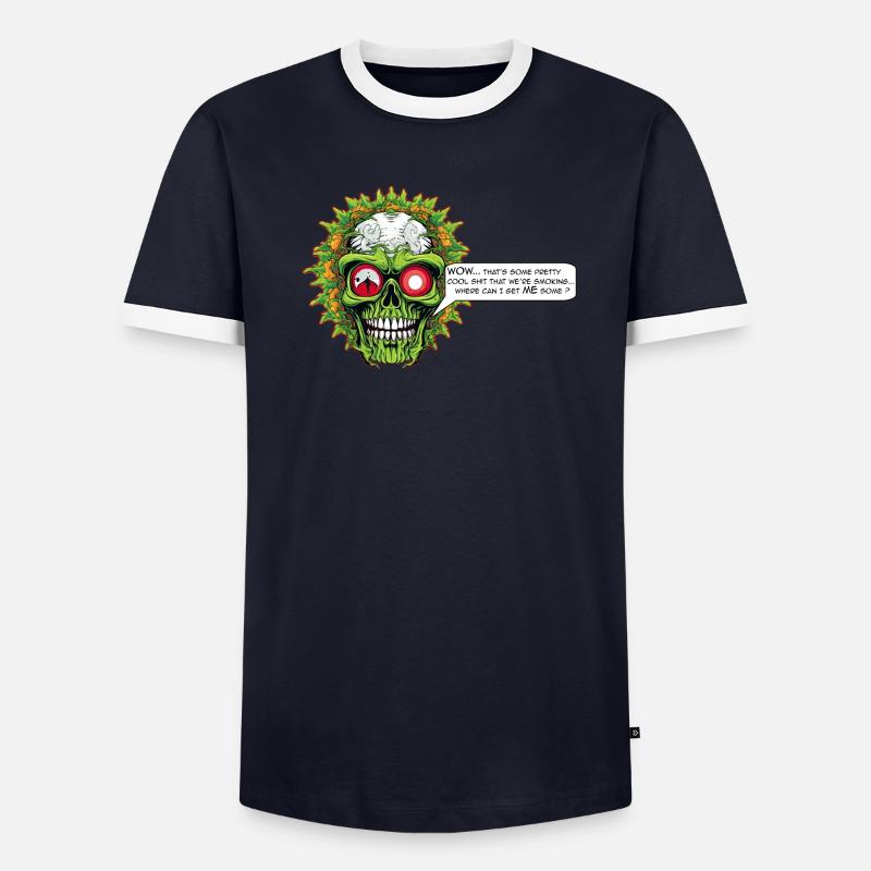 Marihuana - Comic Schädel Männer Kontrast-T-Shirt