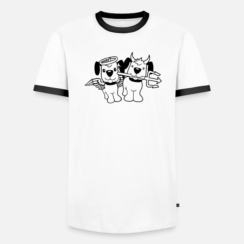 2 Dogs Angel Devil Satan Heaven Hell Conscience Men's Ringer Shirt