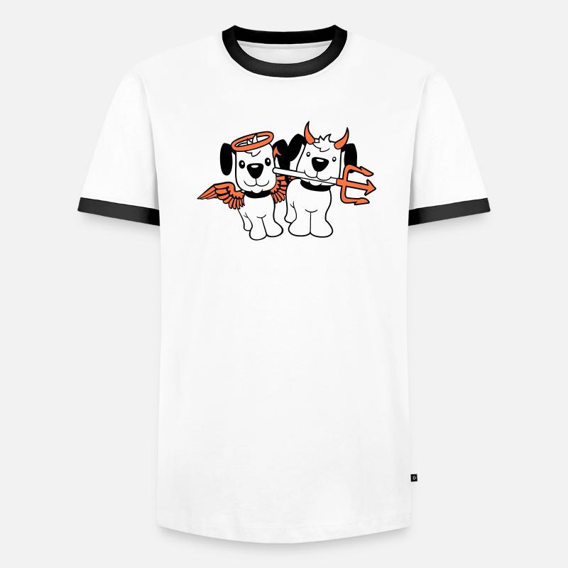2 Dogs Angel Devil Satan Heaven Hell Conscience Men's Ringer Shirt