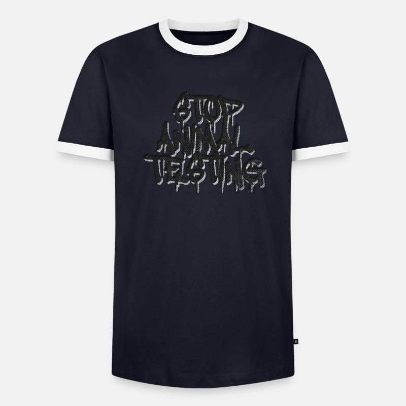 STOP ANIMAL TESTING NOW Men's Ringer Shirt