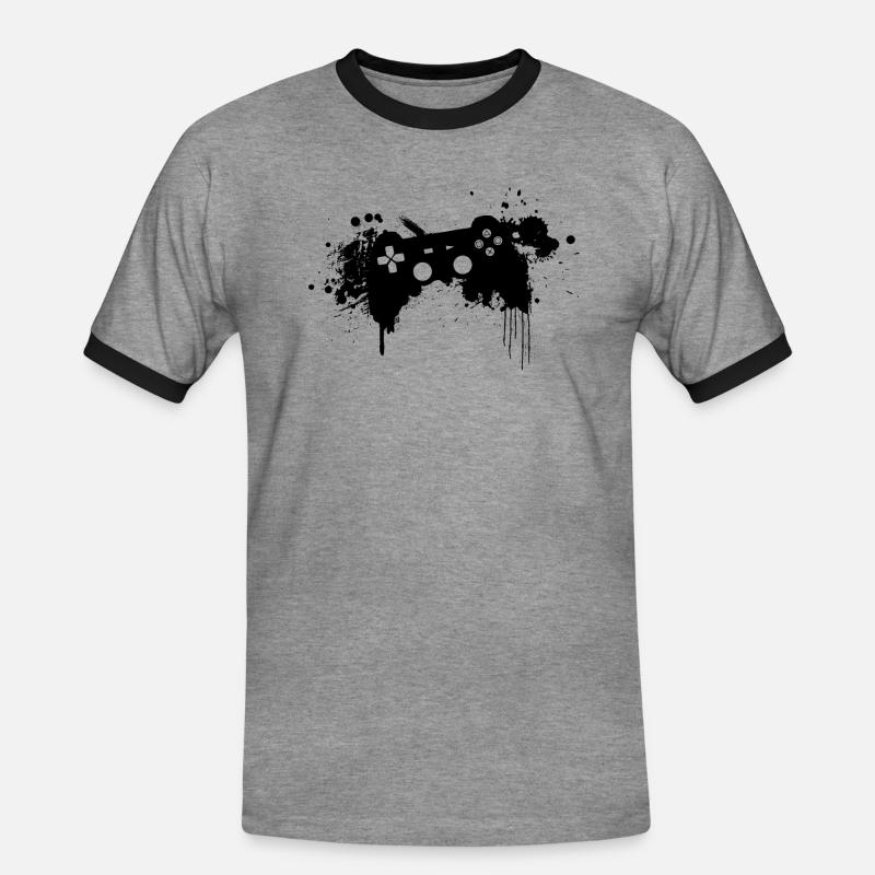 Spielen Sie harte Controller - Männer Kontrast-T-Shirt - Grau meliert/Schwarz
