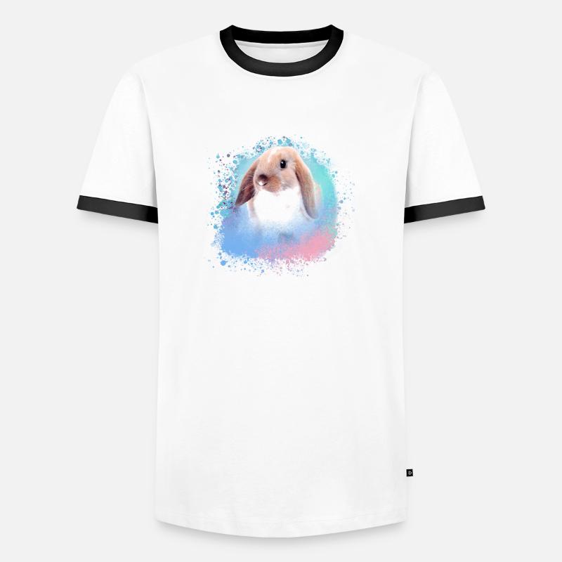 lapin, lapin, rose, graffiti, peinture, T-shirt contrasté Homme