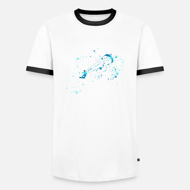 kitesurf, surf, surfeur, vague, bleu, graffiti, bla T-shirt contrasté Homme