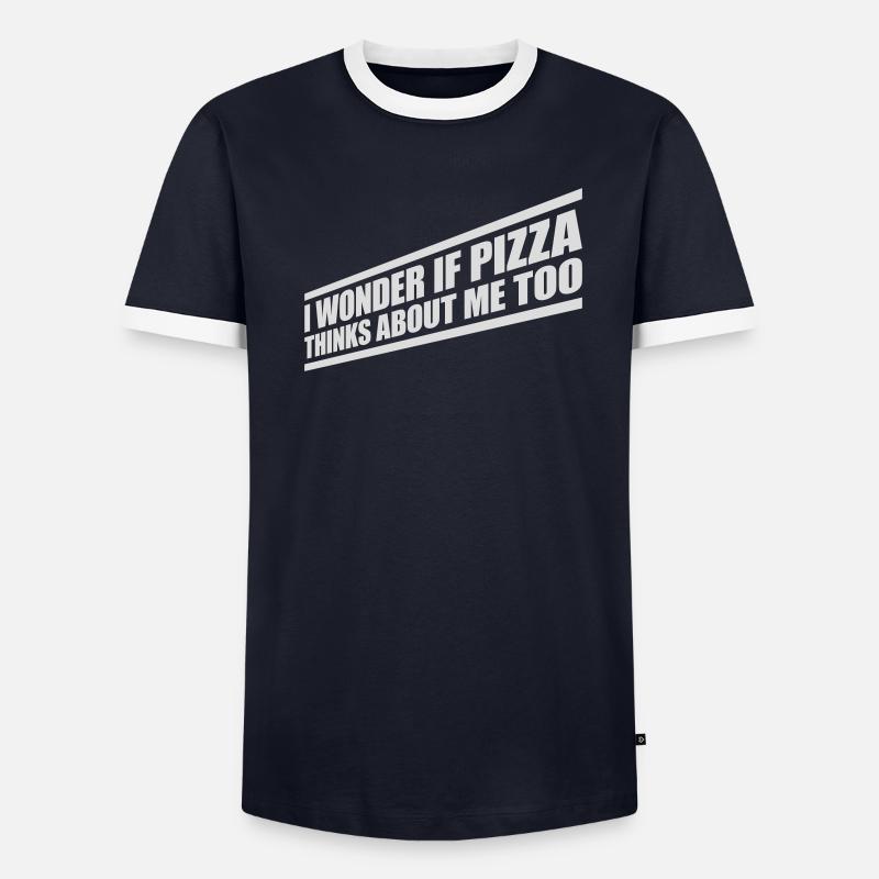 pizza thinks about me - Men's Ringer Shirt - undefined