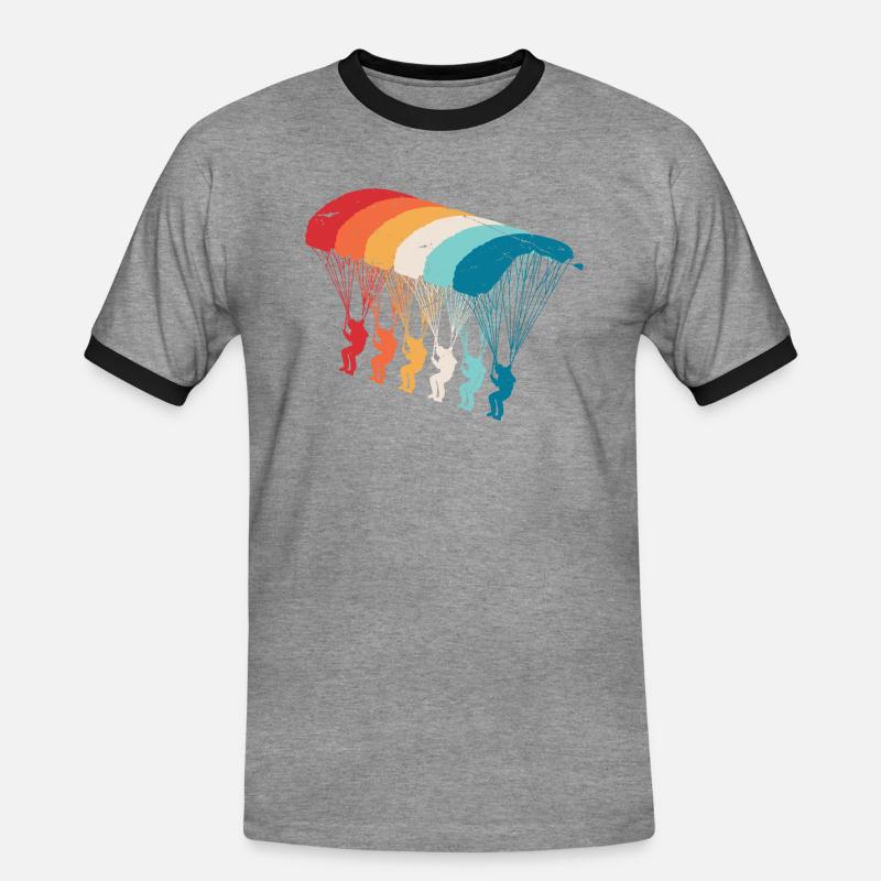 Skydive Evolution: Skydiver Design - Men's Ringer Shirt - heather grey/black